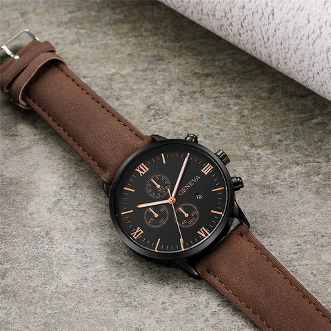 Leather watch clearance mens sale