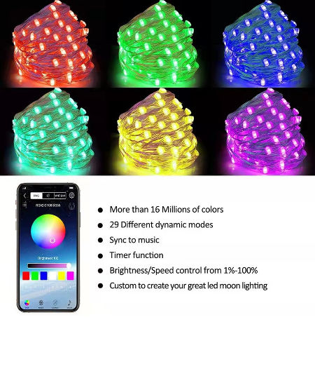 5//10//20M Christmas Tree Led String Lights Smart Bluetooth App Music Remote Decor