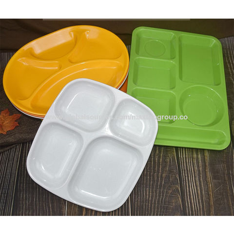 4-Compartment Divided Plastic Kids Tray - Set Of 12 Plastic lunch Trays