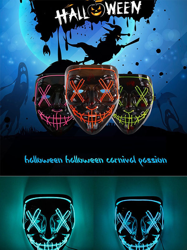 China Halloween Christmas glowing mask Glowing grimace mask Night party Cool multicolor