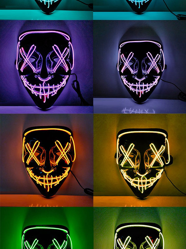 Multicolor PVC Scary Halloween LED Light up Mask Cosplay, 100 Gms, 1