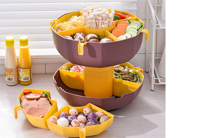 Buy Wholesale China Rotating Plastic Household Split Hot Pot Vegetable  Platter Double-layer Fruit Platter Vegetable Bask & Eco-friendly Plastic  Fruit Trays at USD 7.25