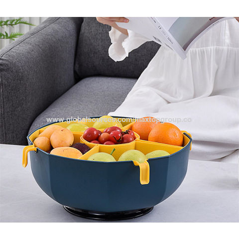 Hot Sale Multifunctional Rotating Drain Basket Strainers Plastic Vegetable Basket  Hot Pot Storage Platter Fruit Plate Snack Tray