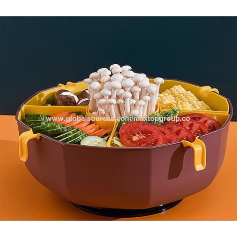 Multifunctional Rotating Drain Basket Strainers Vegetable Basket Hot Pot  Storage Platter Fruit Snack Tray kitchen organizer