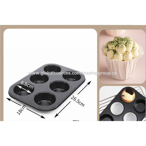 Silicone Muffin Pan, Non-stick Baking Cupcake Pan, 6 Cavity Heat