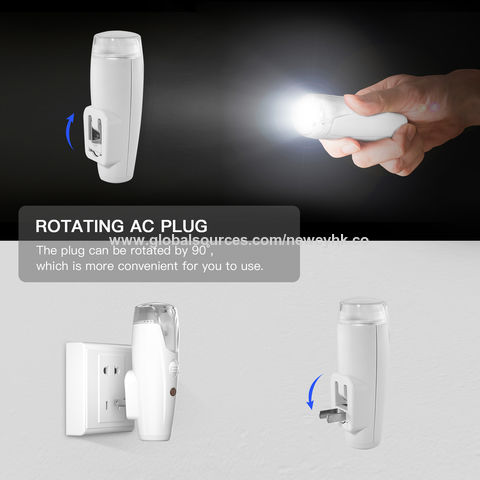 White Light Plug in Flashlights with Motion Detection Rechargeable Night  Lamp Torch LED Power Failure Emergency