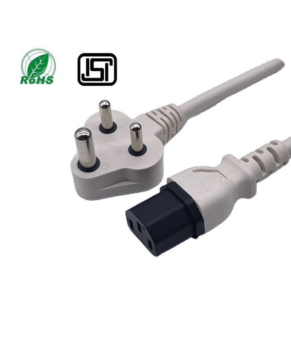 China India BIS 6A/16A 250V Ac Electric Extension Cord C13 3 Pin Power