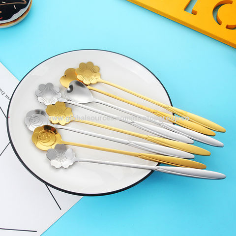 Buy Wholesale China Stainless Steel Straws Long Handle Spoon Coffee Stirrers  Premium Stainless Steel Tea Spoons & Coffee/tea Stirrers at USD 0.65