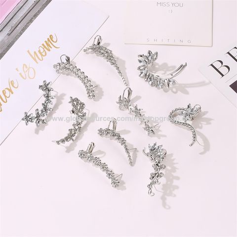 Boucles d'oreilles à clip, tempérament diamant, papillon, fleur, cristal unique, vente en gros, tendance