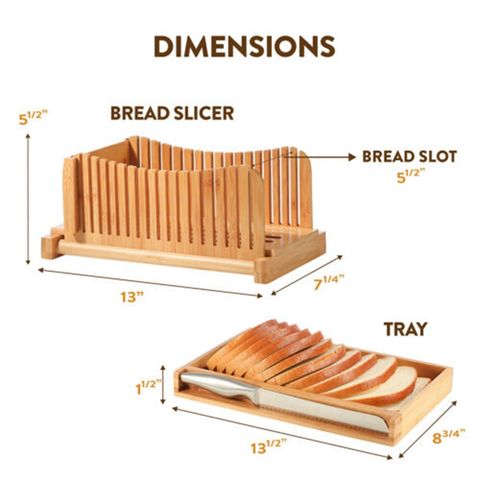 Bamboo Bread Slicer with Cutting Board Foldable Adjustable Bread Slicer for Homemade Bread Loaf Cakes, Size: 33, Brown