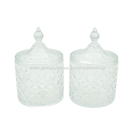 Buy Wholesale China 14oz 400ml Molded Pattern Glass Candle Holders Empty Clear  Candle Jars With Lids Flower Pattern Jars & Glass Candle Jar at USD 0.59