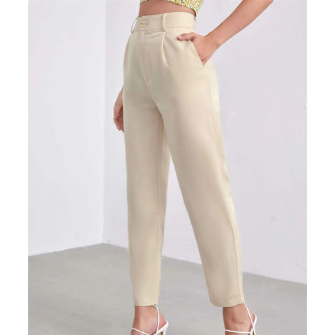 Compre Pantalones De Oficina Elegantes Informales De Cintura Alta De Color  Puro Para Mujer y Pantalones De Oficina Para Mujer de China por 16 USD