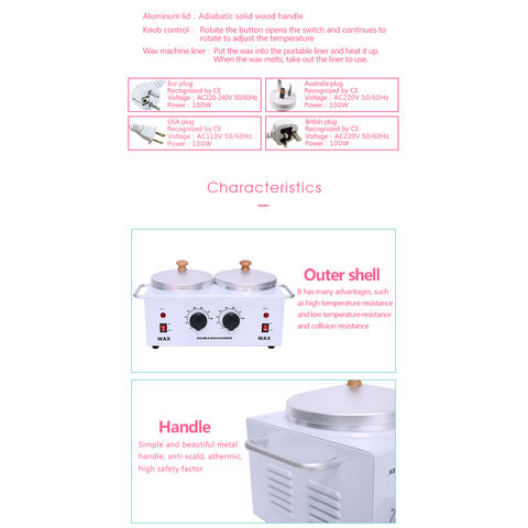 Calentador de Cera Doble Profesional para Depilación, 500cc*2, Uso en Spa y Salones de Belleza - Fundidor de Cera Dual