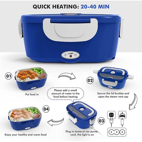 Electric lunch box for car,home,office-portable food warmer heater lunch box  with stainless steel container us plug