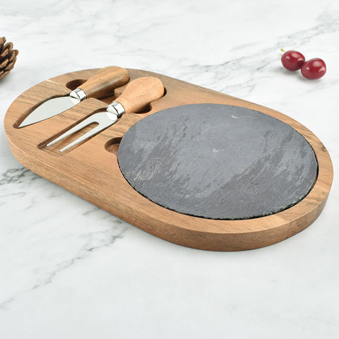 Tabla de corte de madera con guillotina para quesos duros y otros