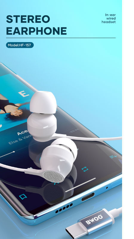 BWOO New Arrivals Promotion Wired Sport Type C Stereo Earphone supplier