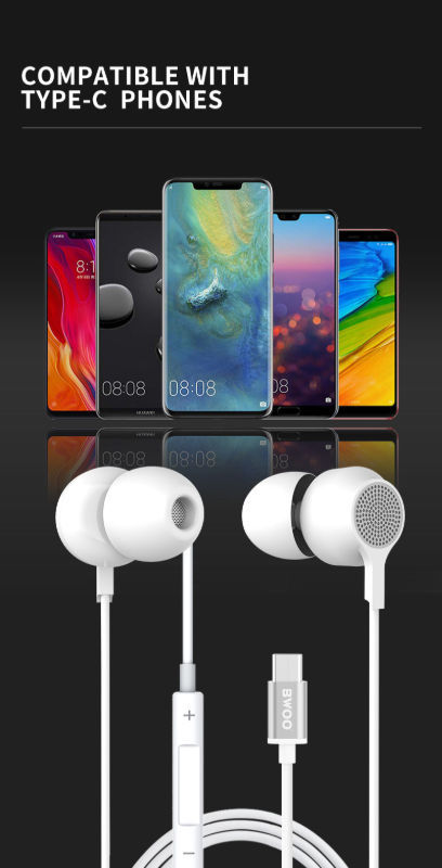 BWOO New Arrivals Promotion Wired Sport Type C Stereo Earphone supplier