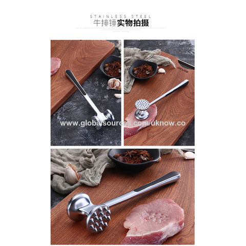 Wholesale Lihong 2022  hot sale meat food mallet hammer stainless  steel meat pounder tool kitchen wooden meat tenderizer From m.