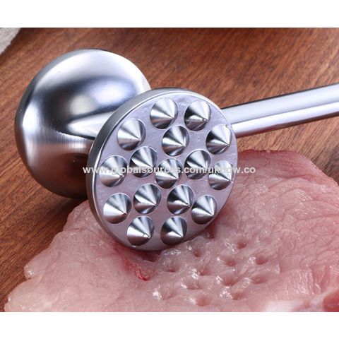 Source Meat Tenderizer Tool - Meat Mallet Hammer 304 Stainless Steel -  Heavy Meat Pounder Dual Sided with Wood Handle for Tenderizing on  m.