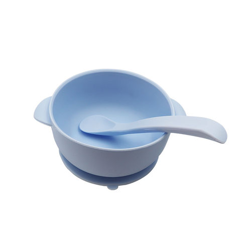 Silicone Baby Bowl & Spoon Set - Blue