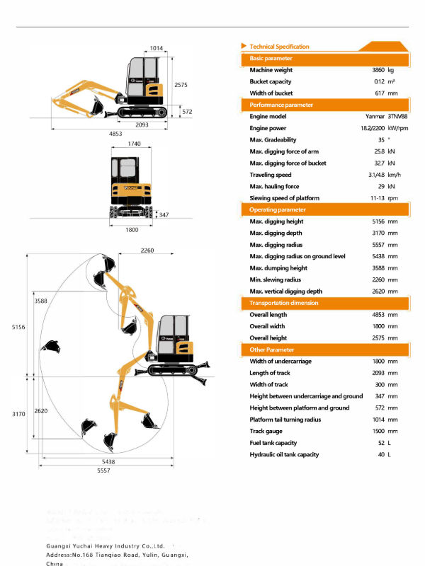 China Official YUCHAI Mini Excavator YC35SR 3.5Ton Excavators In Stock ...