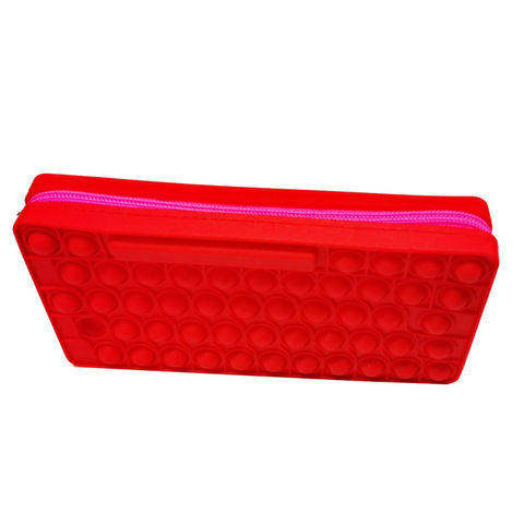 Yesbay Silicone Soft Pencil Case Large Capacity Stationery Bag Red 