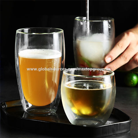 Transparent Glass Cup Thermos Cup, Double Glass Insulated Cup Vacuum Flask,  Office Business Tea Cup with Handle 360ML