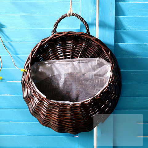 Home Hanging Wicker Rattan Straw Wall Hanging Flower Basket Flower Pot  Simulation Hanging Basket - China Hanging and Wicker price