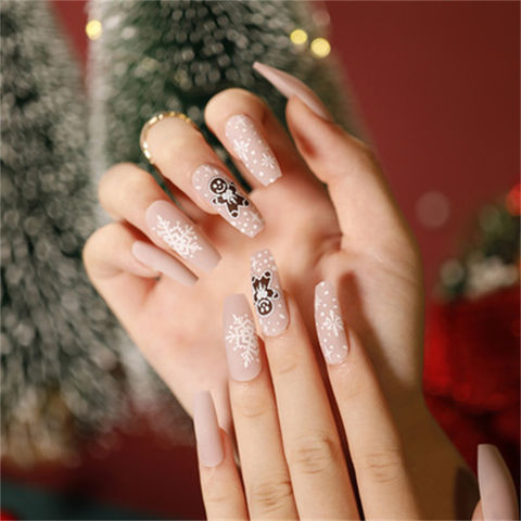 Flashlight Press on Nails / Glitter False Nails / Glossy Almond Nails/new  Year Christmas Nails/medium Coffin / Shiny Glitters / 