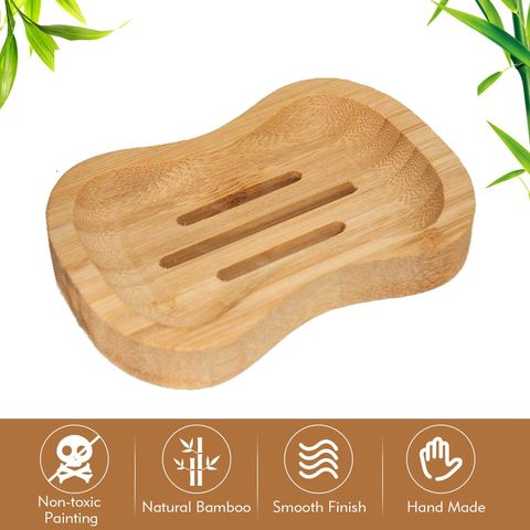 Bamboo Soap Dish Draining Organic Eco Friendly Natural Solid Tray