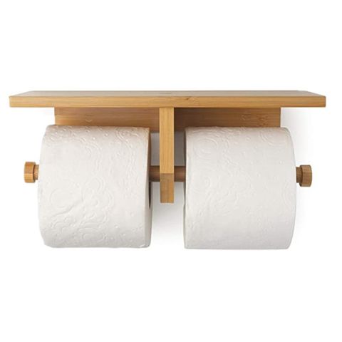 Bamboo Vertical Double Toilet Paper Holder