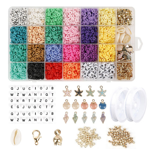 4000Pcs/Box 6mm Flat Round Polymer Clay Spacer Bead Kits Clay Bracelet  Heishi Beads Jewelry Making DIY Handmade Accessories Sets