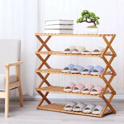 Bamboo Storage Shoe Rack, Free Standing Shoe Organizer Storage Rack 2 tier,  2 tier - Pick 'n Save