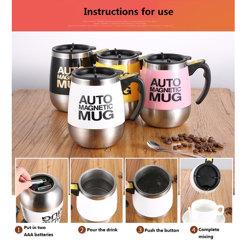 500ml Coffee Milk Automatic Mixing Cup Self Stirring Mug Stainless Steel  Thermal