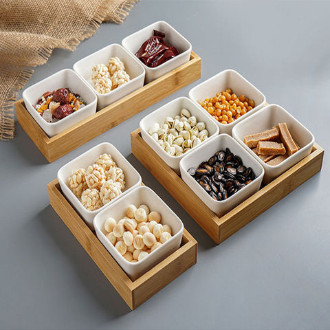 Buy Wholesale China Bamboo Divided Serving Tray With Clear Acrylic Lid  Dried Fruit Storage Box 4 Nuts Snack Candy Plate & Snack Plates at USD 1.5