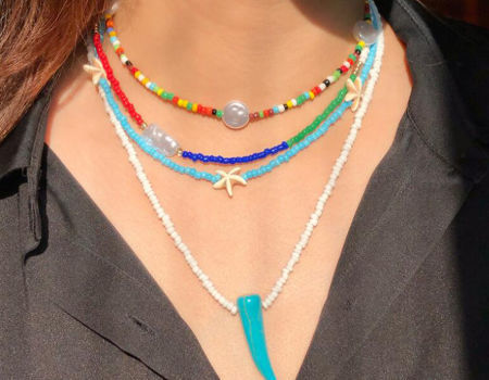 Handmade Jewelry Colorful Beads Necklace Women Pearl Multi-layer