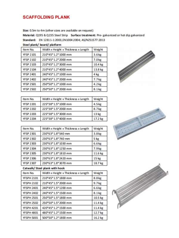 China Galvanized scaffolding catwalk plank size Durable and safety ...