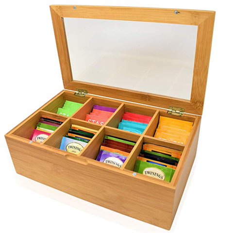 Buy Wholesale China 5 Compartments Bamboo Tea Box Coffee Tea Storage Holder  Kitchen Organizer Cabinets Tea Bag Container & Tea Box at USD 1.85