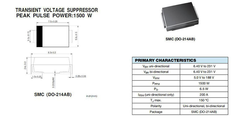 100 Items Diode TVS Single Uni-Dir 14V 5KW 2-Pin SMC T/R 5.0SMDJ14A-T7 