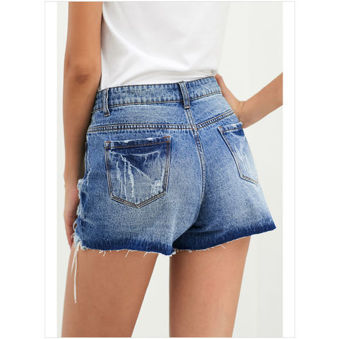 Comprar Pantalones cortos de mezclilla de verano para mujer Pantalones  cortos vaqueros rasgados delgados Pantalones cortos