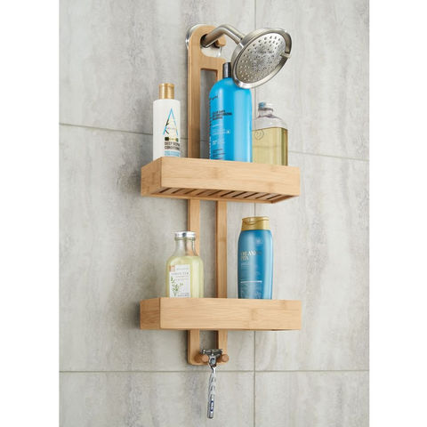 Buy Wholesale China Bathroom Wall Mount Hanging Accessory Bamboo Shower  Caddy With 2 Baskets & Bamboo Shower Caddy at USD 4.4