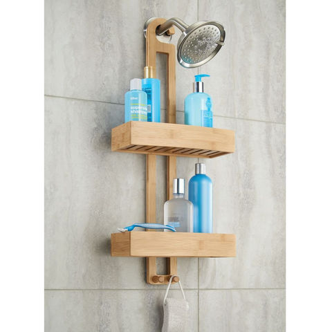 Buy Wholesale China Bathroom Wall Mount Hanging Accessory Bamboo Shower  Caddy With 2 Baskets & Bamboo Shower Caddy at USD 4.4