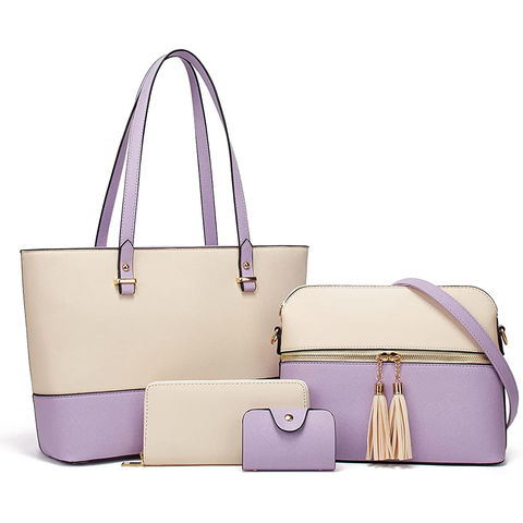 4Pcs/Set Women Lady Leather Handbags Messenger Shoulder Bags Tote Satchel  Purse