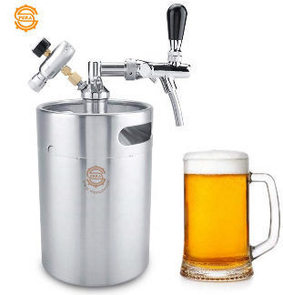 5L for Home Hotel Camping Picnic Beer Barrel 5L Mini Stainless Steel Barrel with Spiral Lid Beer Portable Craft Barrel Maintains Carbonization Pressure and Freshness