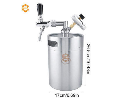 5L for Home Hotel Camping Picnic Beer Barrel 5L Mini Stainless Steel Barrel with Spiral Lid Beer Portable Craft Barrel Maintains Carbonization Pressure and Freshness