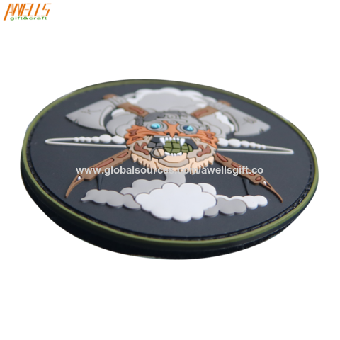 Custom Circle or Shield Shape PVC Patch with Adhesive Backing Bag