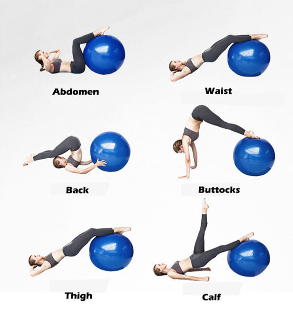 China Yoga Ball Anti Burst Exercise Ball PVC Yoga Ball 55cm Multicolor