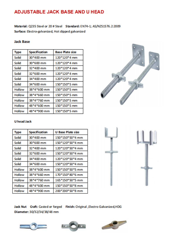 Youfa Scaffolding Adjustable Jack Base/ screw jack rod/ formwork screw