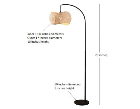 Arc Floor Lamp With Rattan Shade 