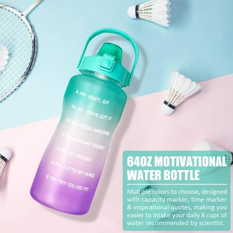 Water Bottle With Time Marker and Motivational Quotes 64oz 